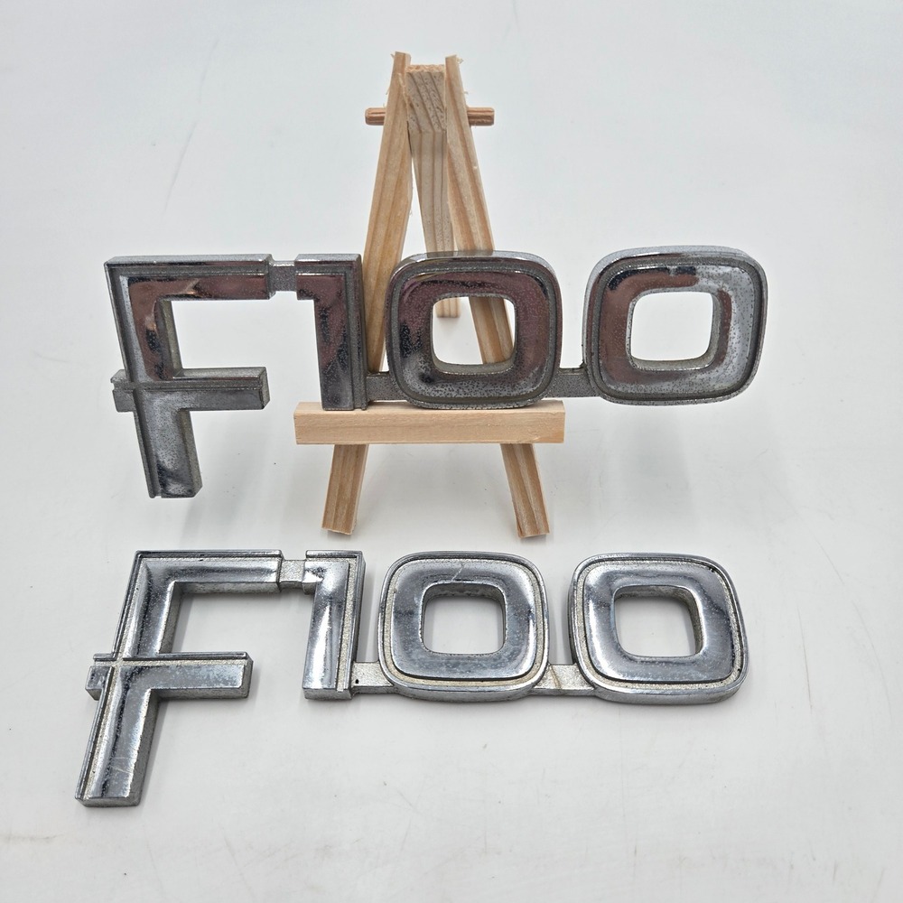 1980-1983 Ford F100 Front Fender Emblem Badge Pair OEM Chrome Truck Trim